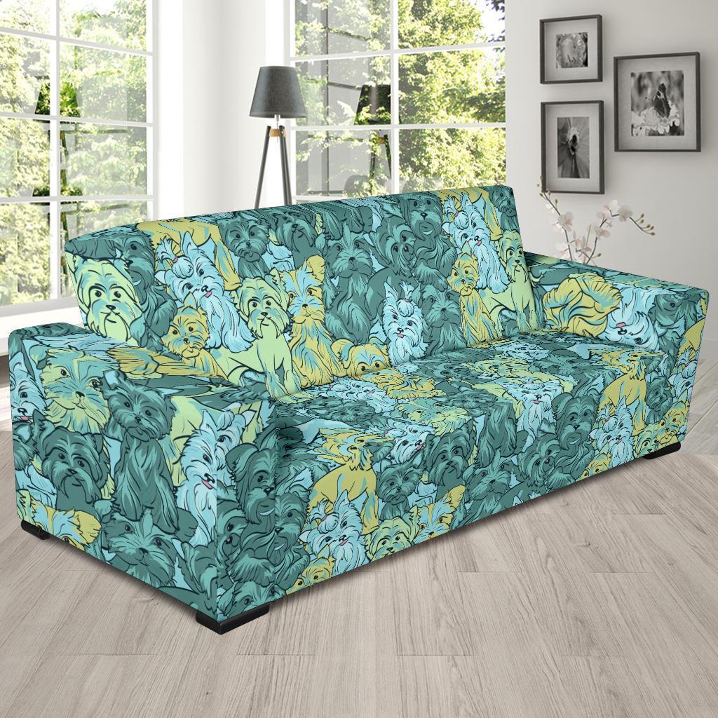 Puppy Yorkshire Terrier Dog Pattern Print Sofa Covers-grizzshop