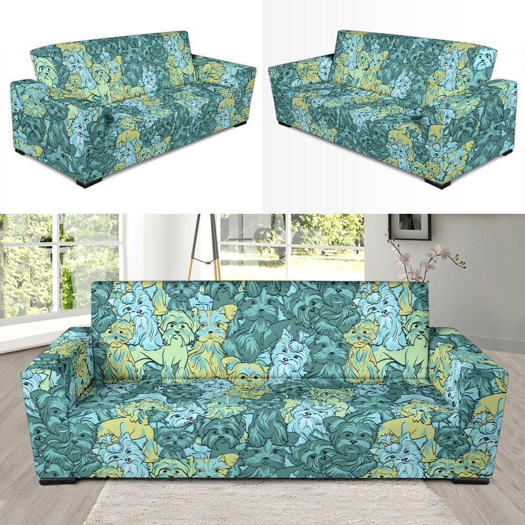 Puppy Yorkshire Terrier Dog Pattern Print Sofa Covers-grizzshop