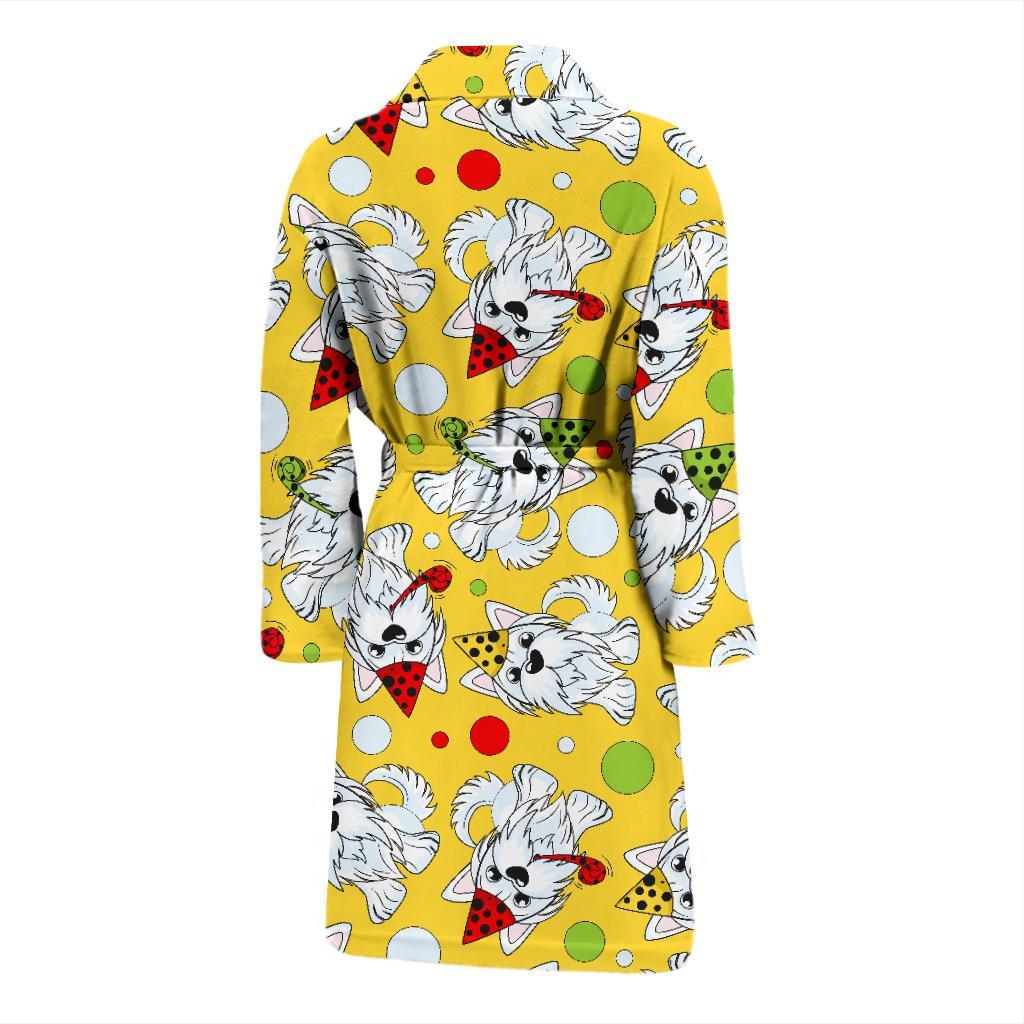 Puppy Yorkshire Terrier Dog Print Pattern Men Long Robe-grizzshop