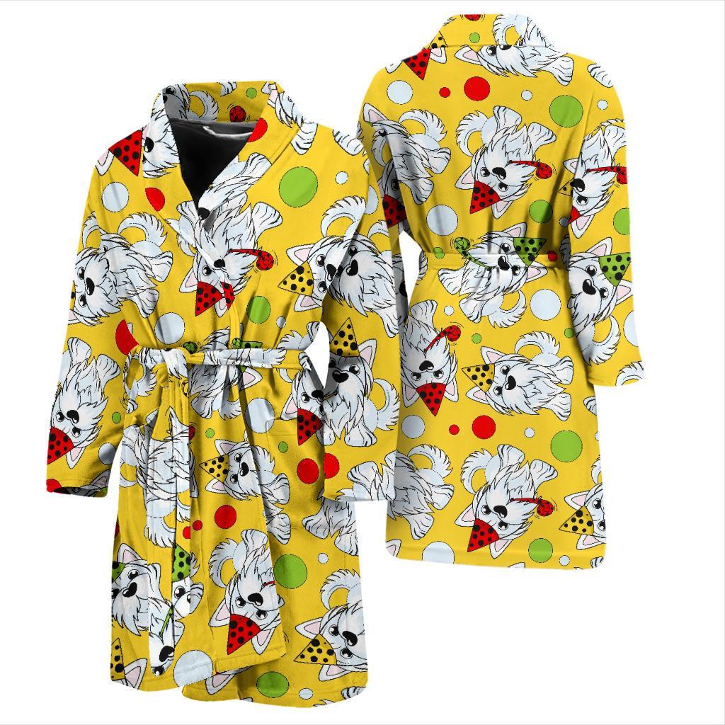 Puppy Yorkshire Terrier Dog Print Pattern Men Long Robe-grizzshop