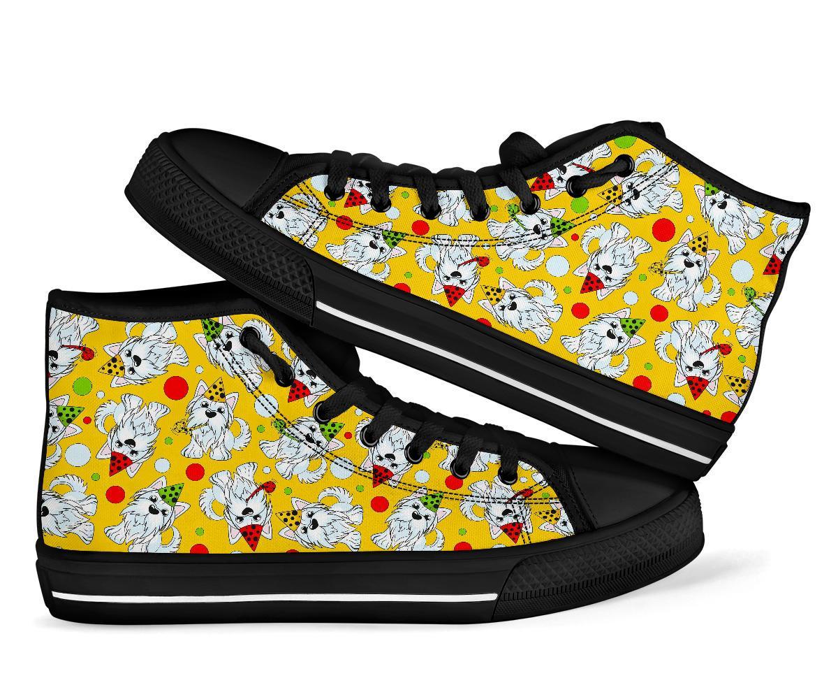 Puppy Yorkshire Terrier Dog Print Pattern Men Women's High Top Shoes-grizzshop