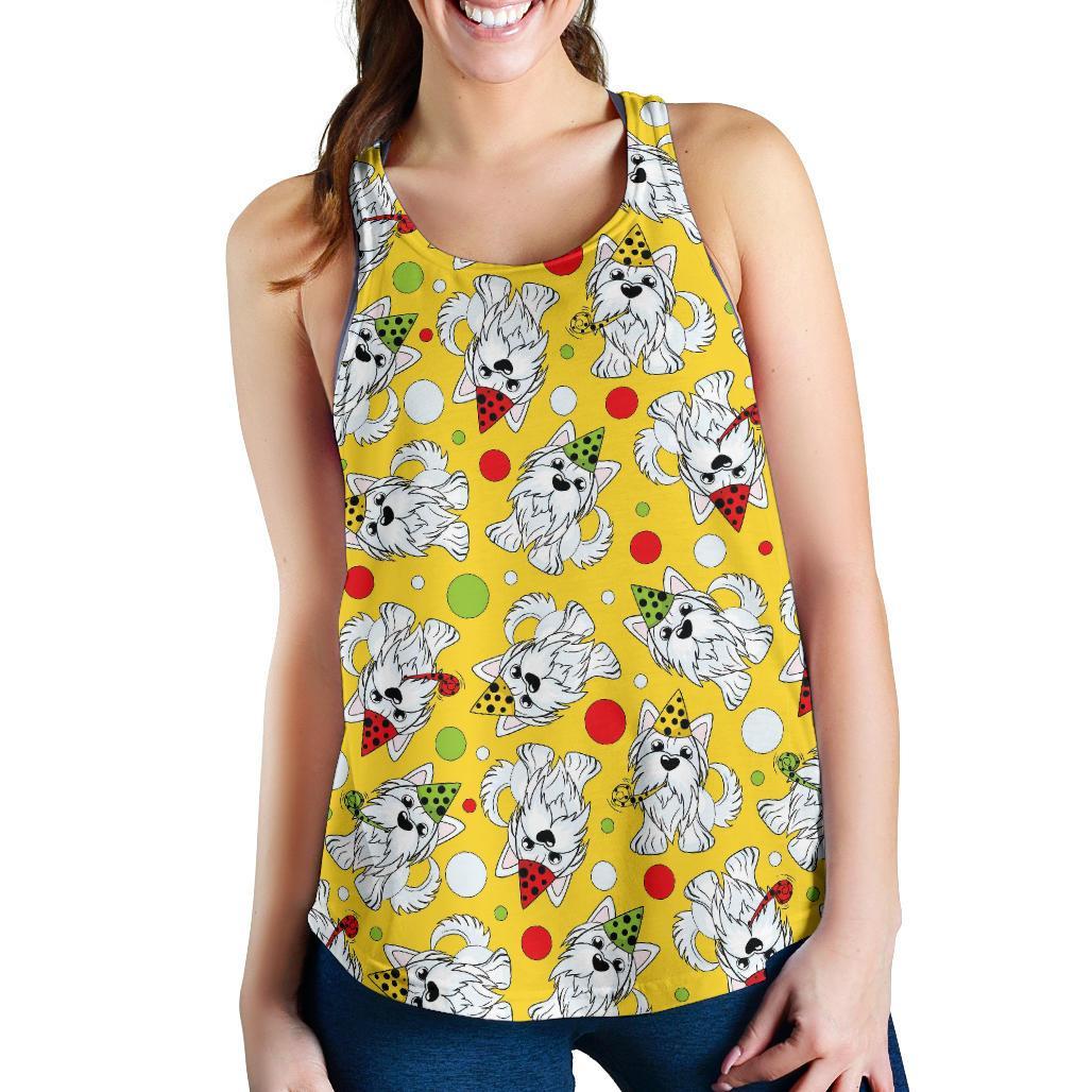 Puppy Yorkshire Terrier Dog Print Pattern Racerback Tank Tops-grizzshop