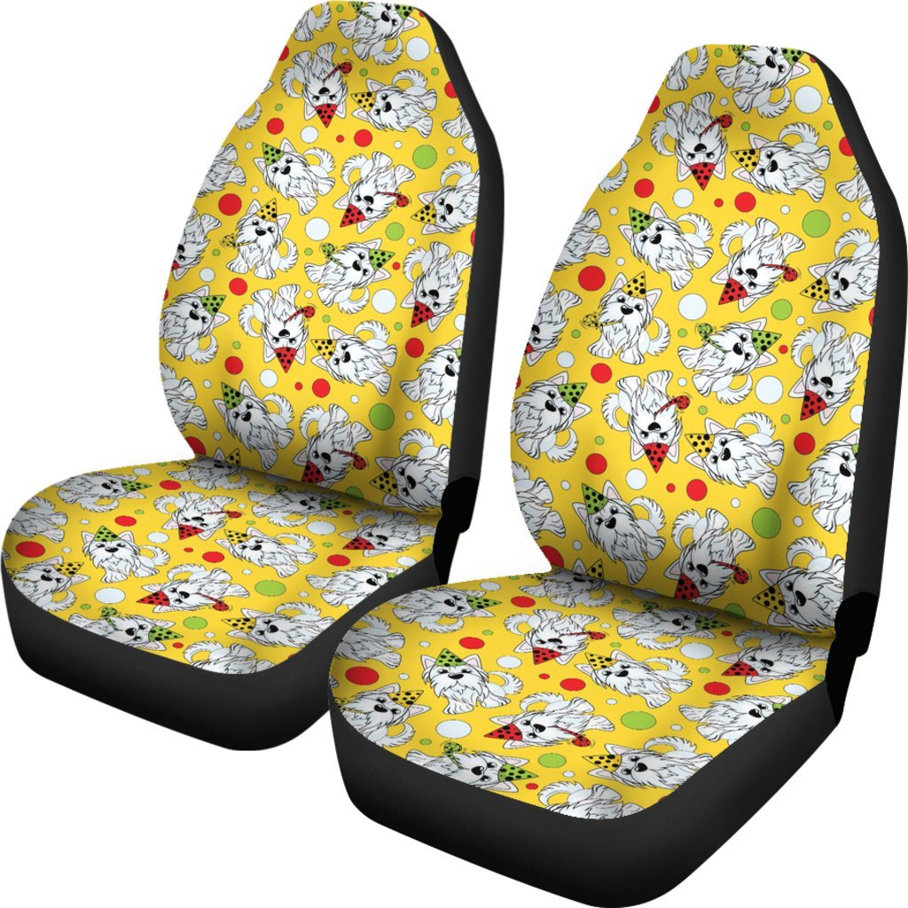 Puppy Yorkshire Terrier Dog Print Pattern Universal Fit Car Seat Cover-grizzshop