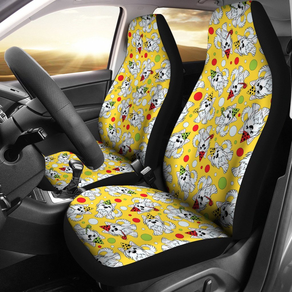 Puppy Yorkshire Terrier Dog Print Pattern Universal Fit Car Seat Cover-grizzshop