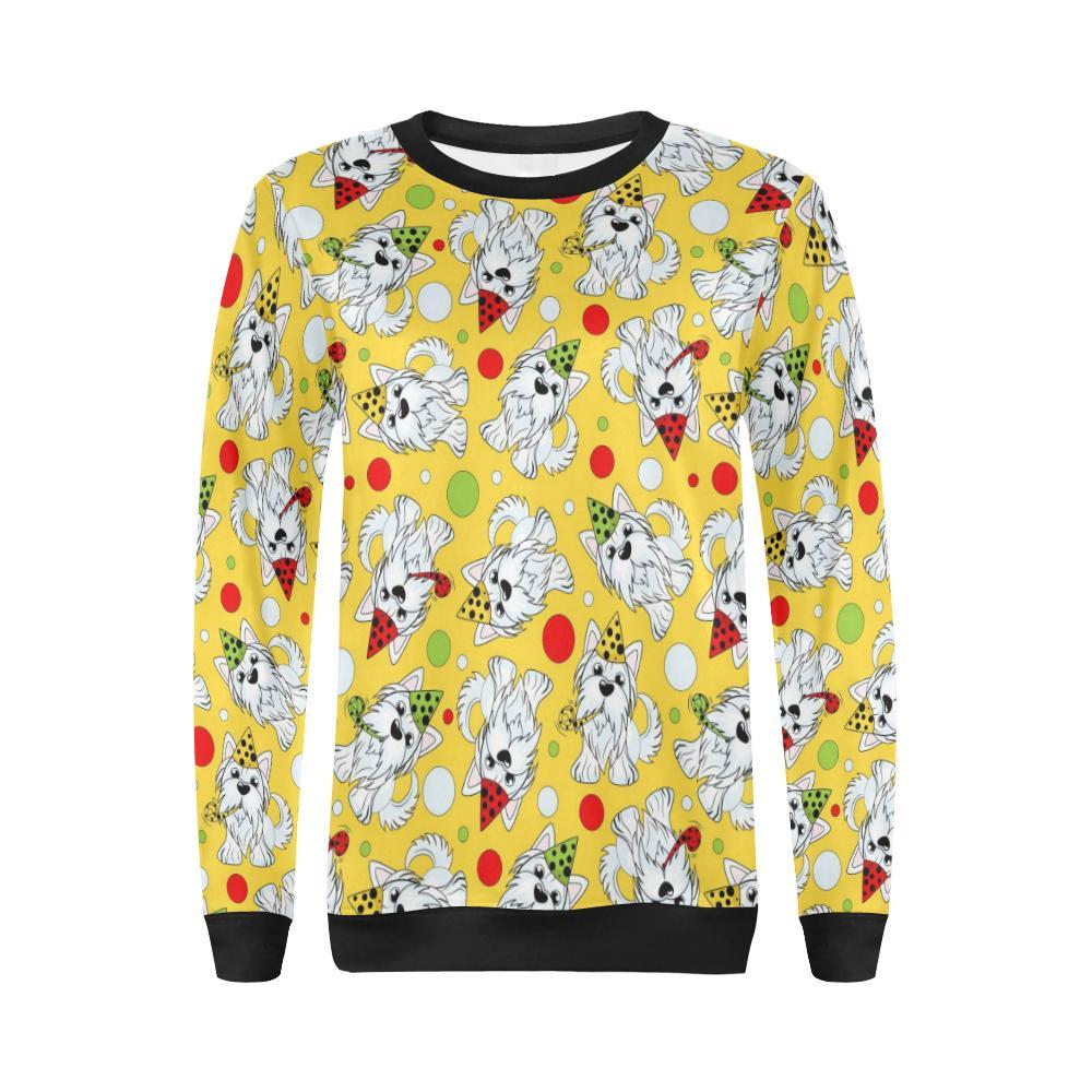 Puppy Yorkshire Terrier Dog Print Pattern Women Crewneck Sweatshirt-grizzshop