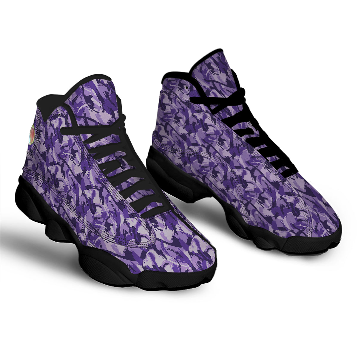 Purple Abstract Color Paint Print Black Basketball Shoes-grizzshop