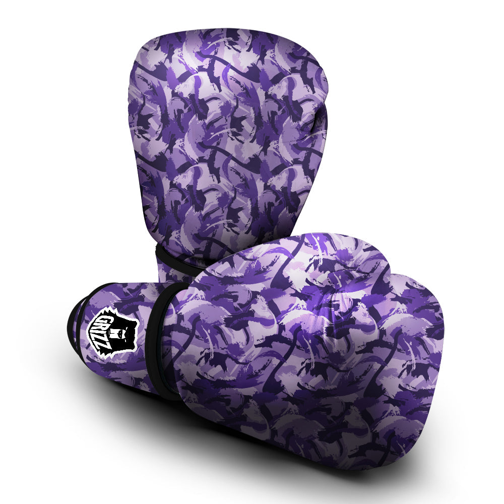 Purple Abstract Color Paint Print Boxing Gloves-grizzshop