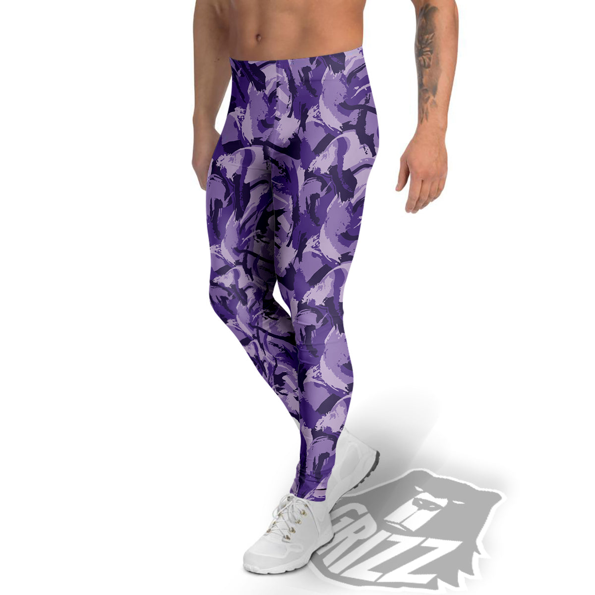 Purple Abstract Color Paint Print Men's Leggings-grizzshop