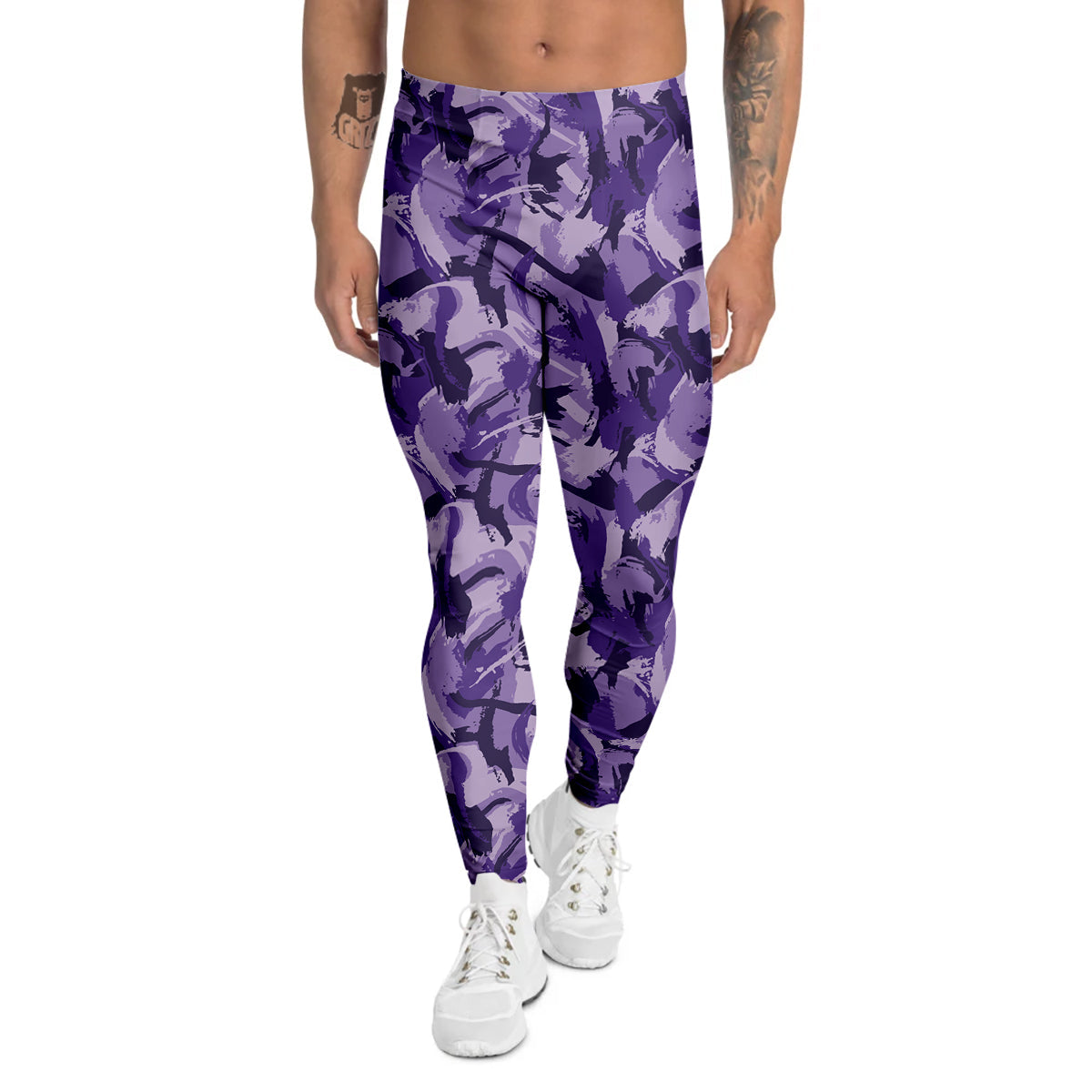 Purple Abstract Color Paint Print Men's Leggings-grizzshop