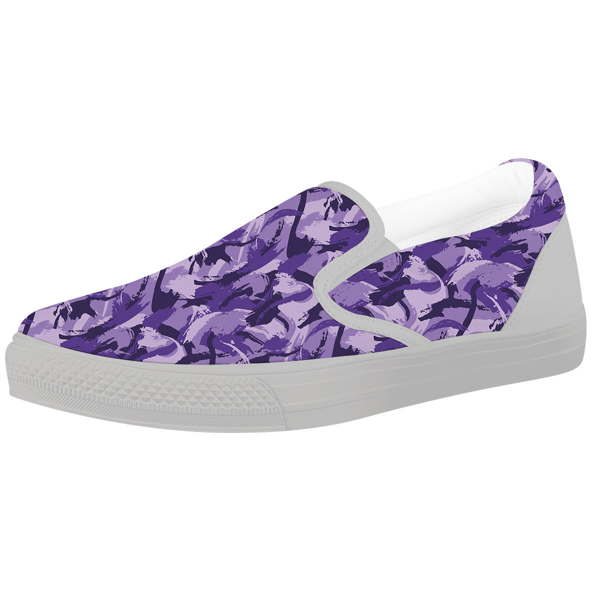 Purple Abstract Color Paint Print White Slip On Shoes-grizzshop