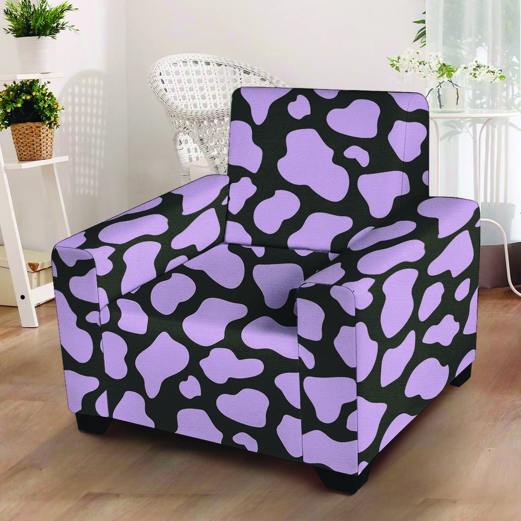 Purple And Black Cow Print Armchair Cover-grizzshop