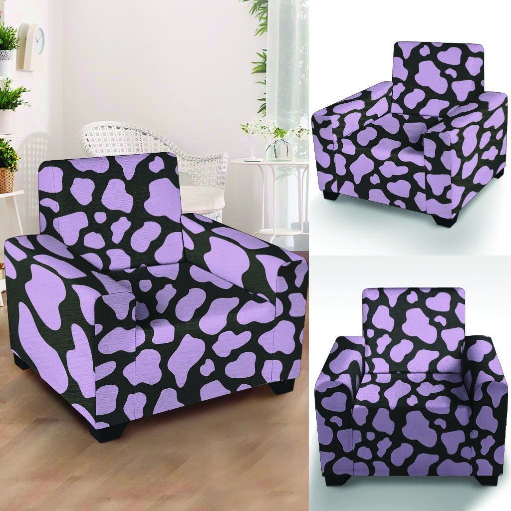 Purple And Black Cow Print Armchair Cover-grizzshop