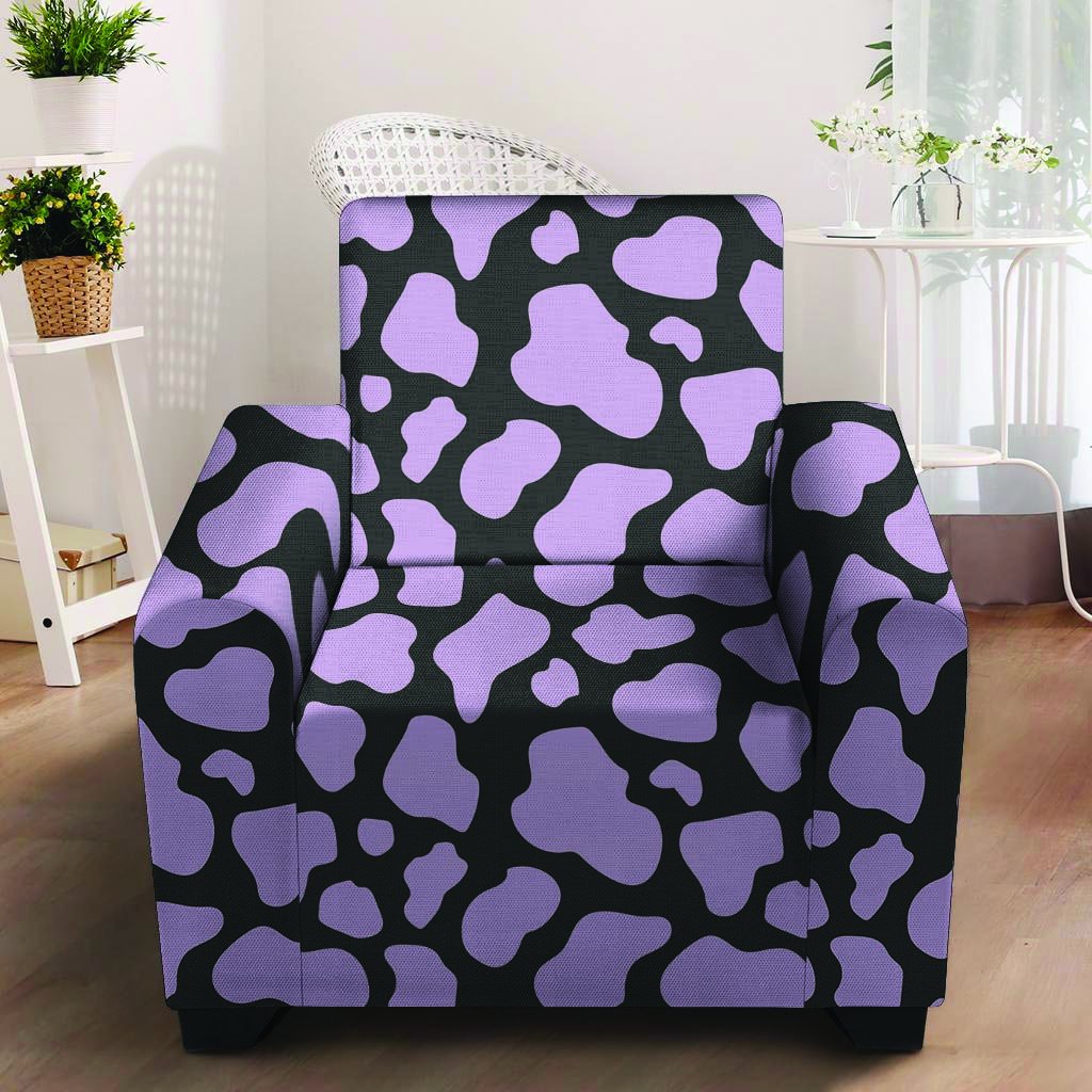 Purple And Black Cow Print Armchair Cover-grizzshop