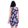 Purple And Black Cow Print Bodycon Dress-grizzshop