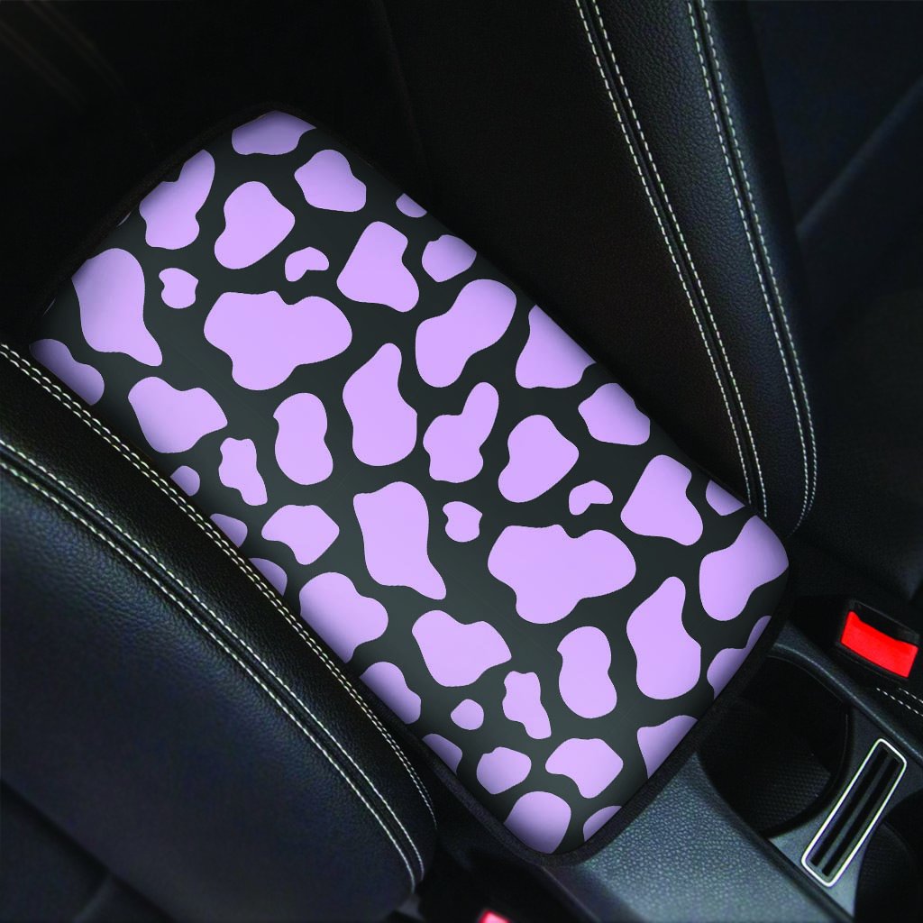 Purple And Black Cow Print Car Console Cover-grizzshop