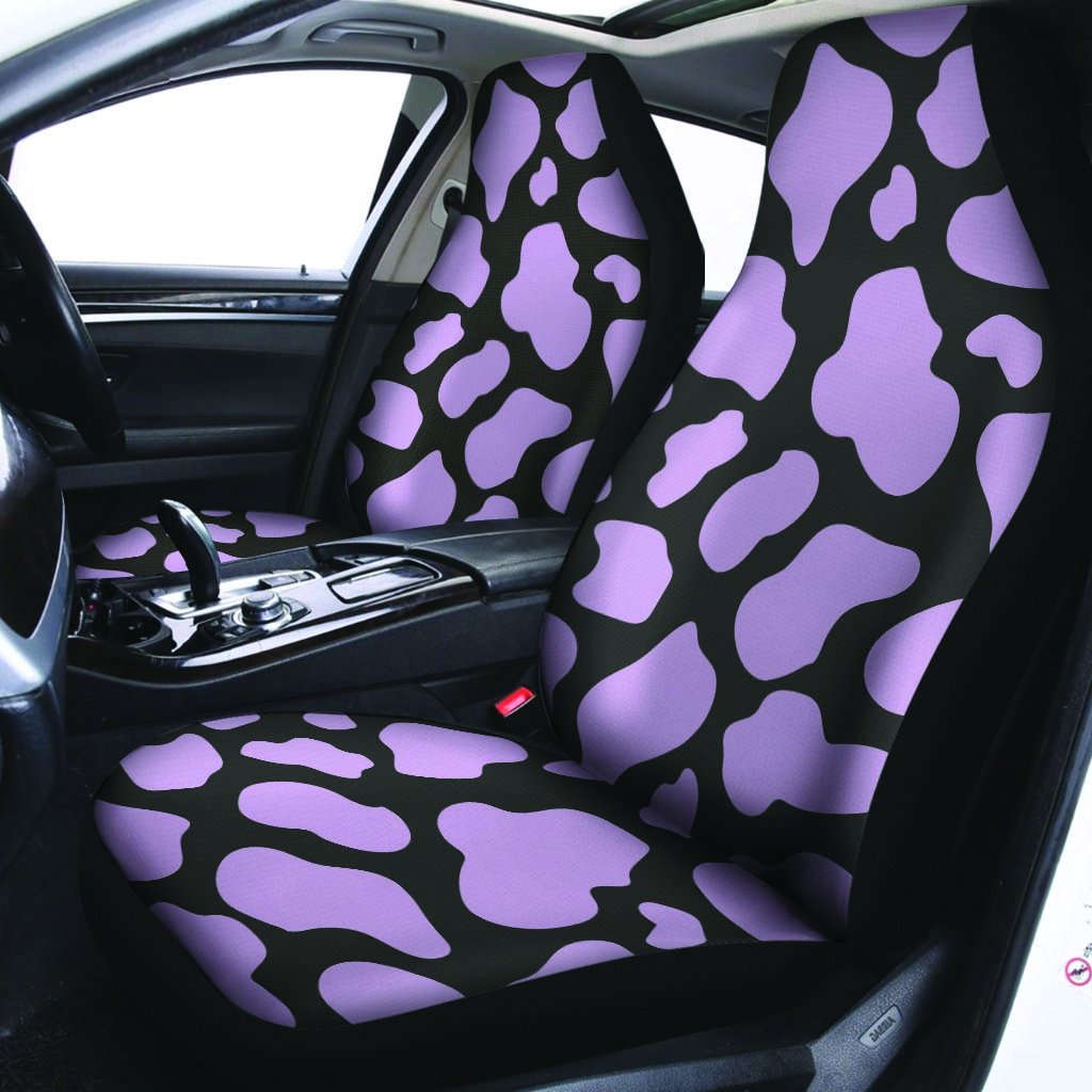 Purple And Black Cow Print Car Seat Covers-grizzshop