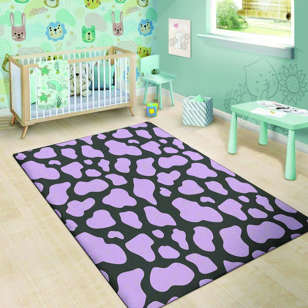 Purple And Black Cow Print Floor Mat-grizzshop