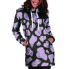 Purple And Black Cow Print Hoodie Dress-grizzshop