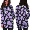 Purple And Black Cow Print Hoodie Dress-grizzshop