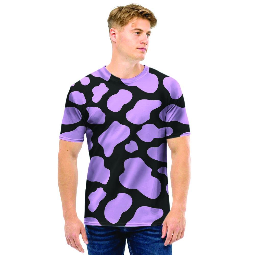 Purple And Black Cow Print Men T Shirt-grizzshop