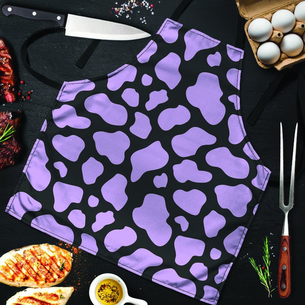 Purple And Black Cow Print Men's Apron-grizzshop