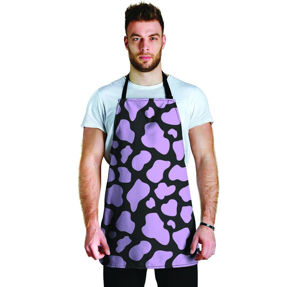 Purple And Black Cow Print Men's Apron-grizzshop