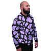 Purple And Black Cow Print Men's Bomber Jacket-grizzshop