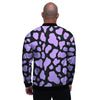 Purple And Black Cow Print Men's Bomber Jacket-grizzshop