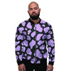 Purple And Black Cow Print Men's Bomber Jacket-grizzshop