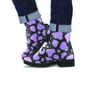 Purple And Black Cow Print Men's Boots-grizzshop