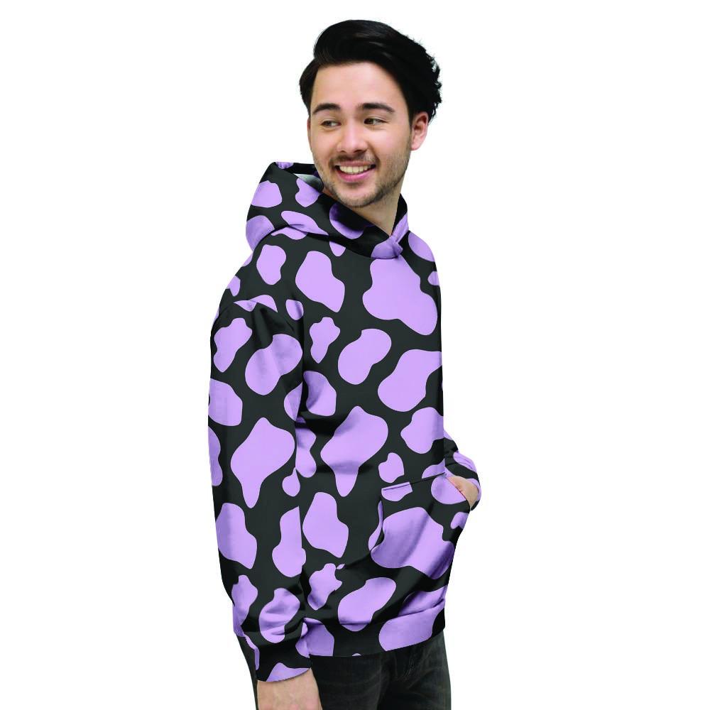 Purple And Black Cow Print Men's Hoodie-grizzshop