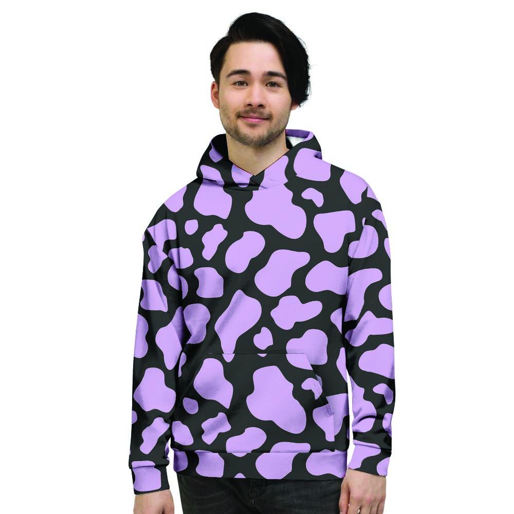 Purple And Black Cow Print Men's Hoodie-grizzshop