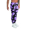 Purple And Black Cow Print Men's Leggings-grizzshop