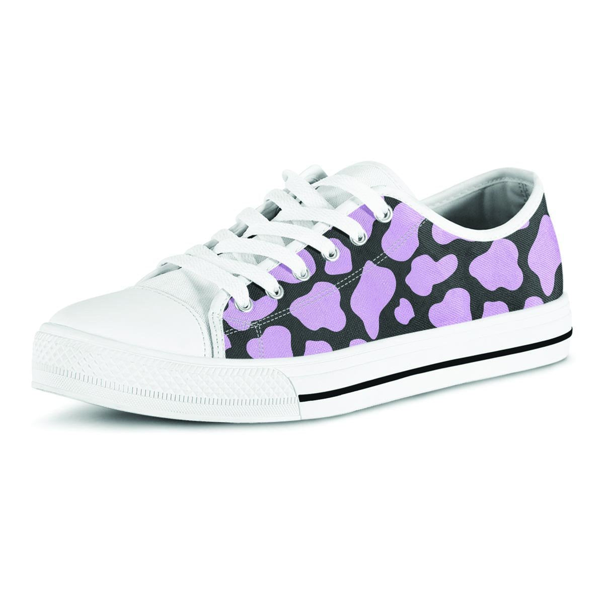 Purple And Black Cow Print Men's Low Top Shoes-grizzshop