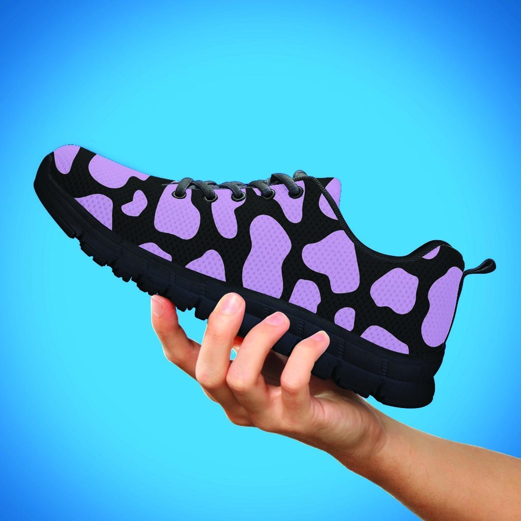 Purple And Black Cow Print Men's Sneakers-grizzshop