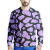 Purple And Black Cow Print Men's Sweatshirt-grizzshop