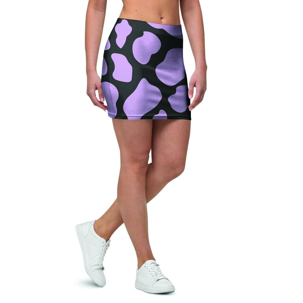 Purple And Black Cow Print Mini Skirt-grizzshop