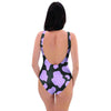 Purple And Black Cow Print One Piece Swimsuite-grizzshop