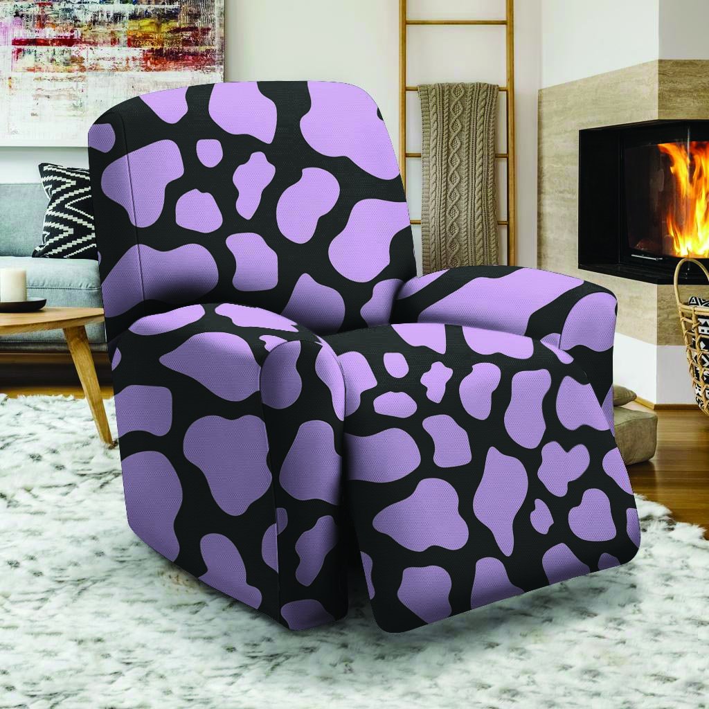 Purple And Black Cow Print Recliner Cover-grizzshop