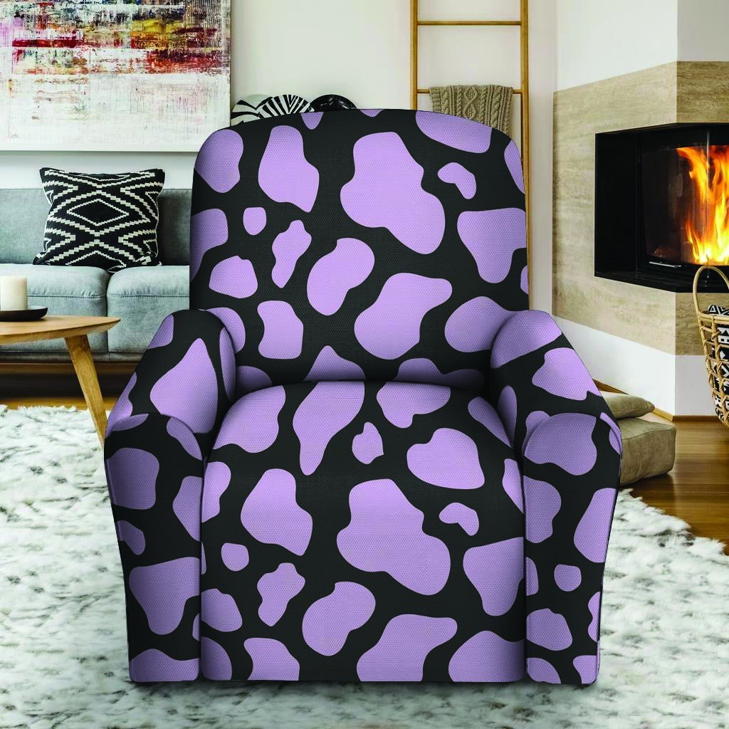 Purple And Black Cow Print Recliner Cover-grizzshop