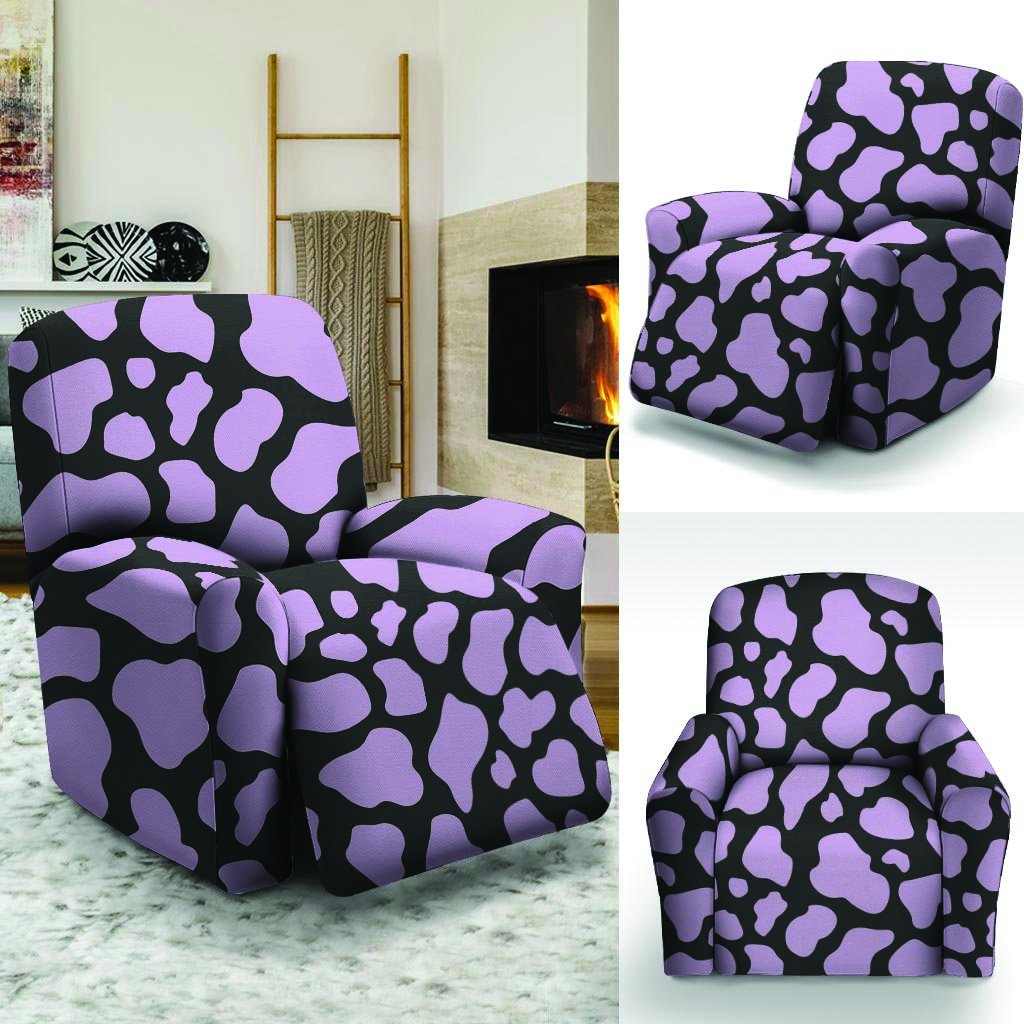 Purple And Black Cow Print Recliner Cover-grizzshop