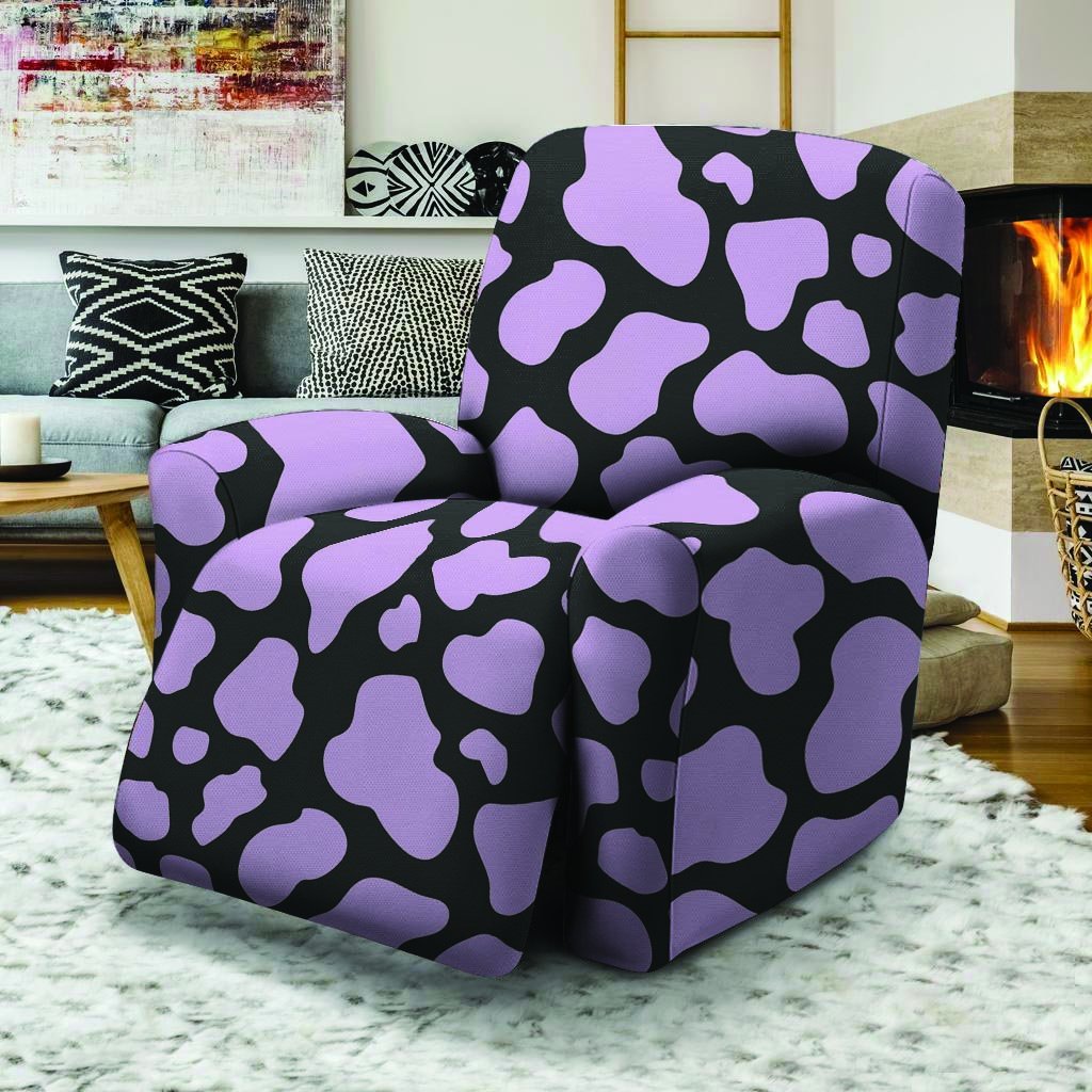 Purple And Black Cow Print Recliner Cover-grizzshop