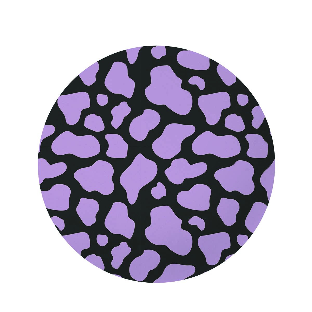 Purple And Black Cow Print Round Rug-grizzshop