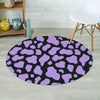 Purple And Black Cow Print Round Rug-grizzshop