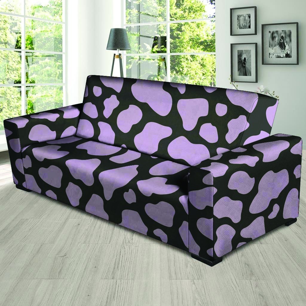 Purple And Black Cow Print Sofa Cover-grizzshop