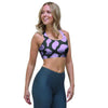 Purple And Black Cow Print Sports Bra-grizzshop