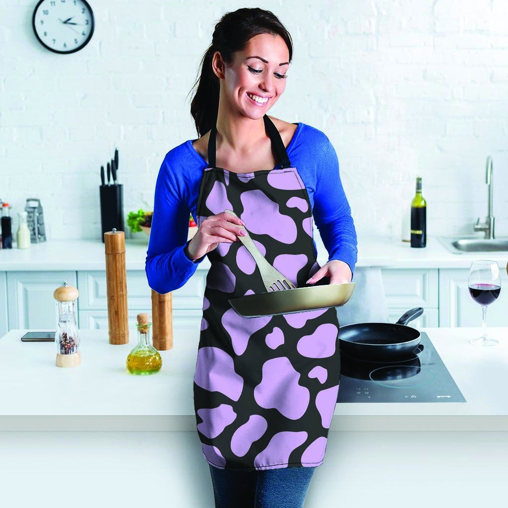 Purple And Black Cow Print Women's Apron-grizzshop