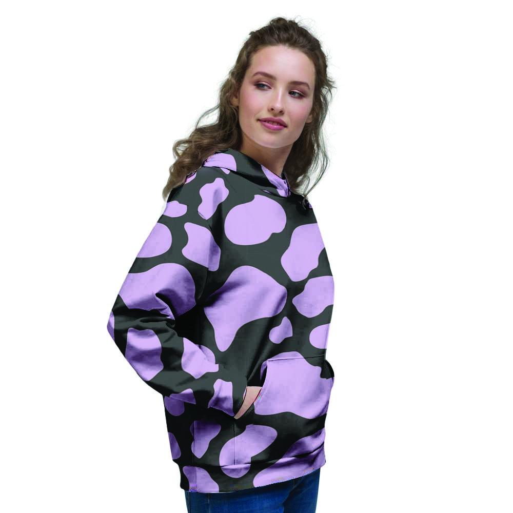 Purple And Black Cow Print Women's Hoodie-grizzshop