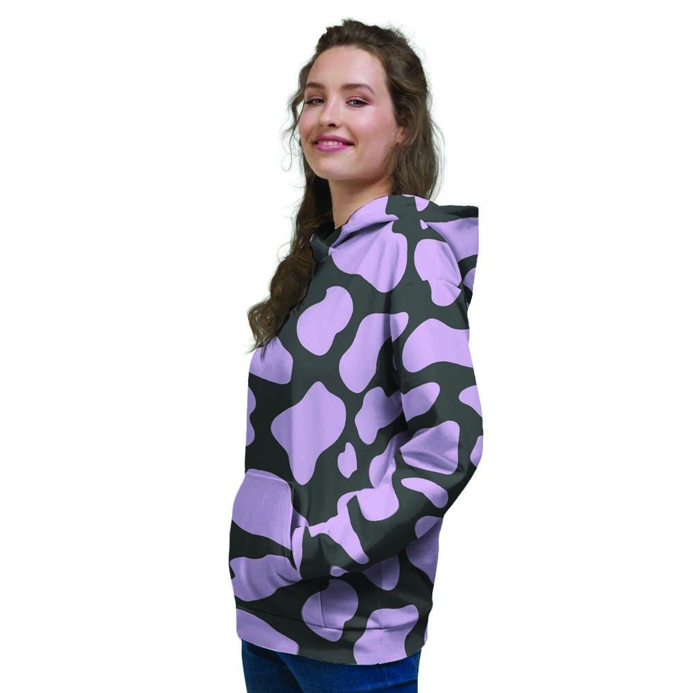 Purple And Black Cow Print Women's Hoodie-grizzshop