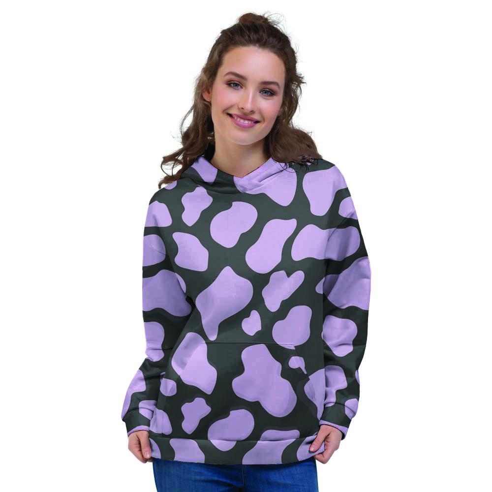 Purple And Black Cow Print Women's Hoodie-grizzshop